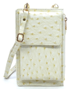 Ostrich Crossbody Cell Phone Purse OR071 IVORY